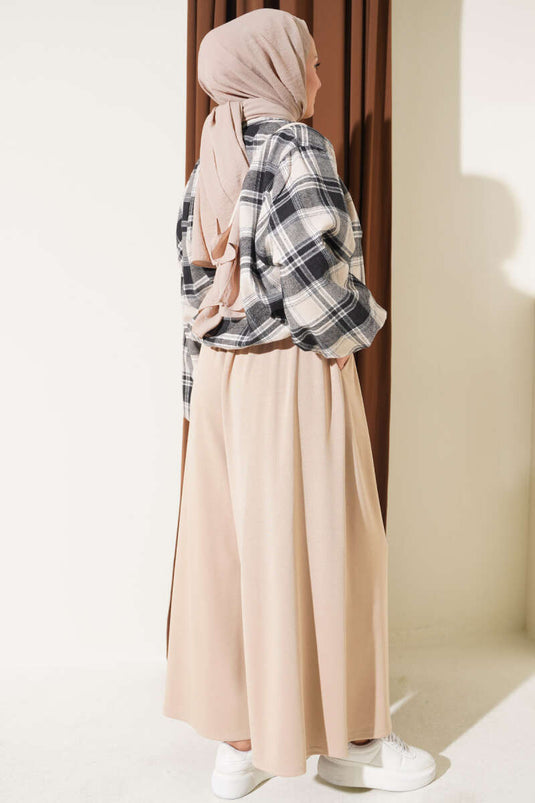 Pantalon En Dentelle Plissée Beige