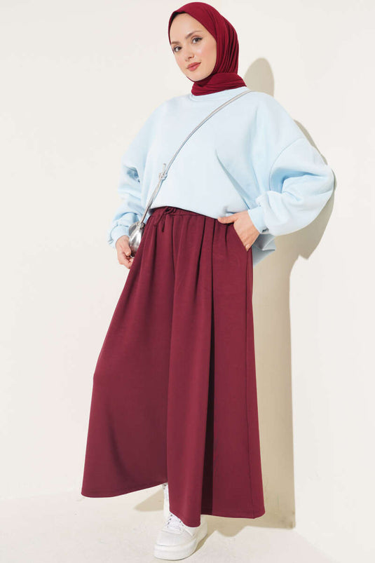 Bordeaux Plissierte Spitzenhose
