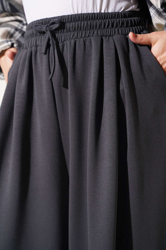 Pantalon En Dentelle Plissée Avec Devant En Tulle Gris Fumé