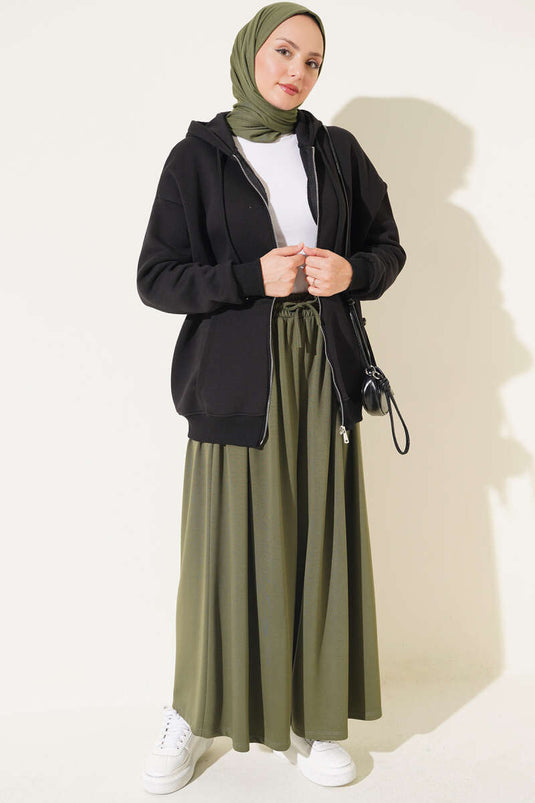Haki Plissierte Lounge-Hose
