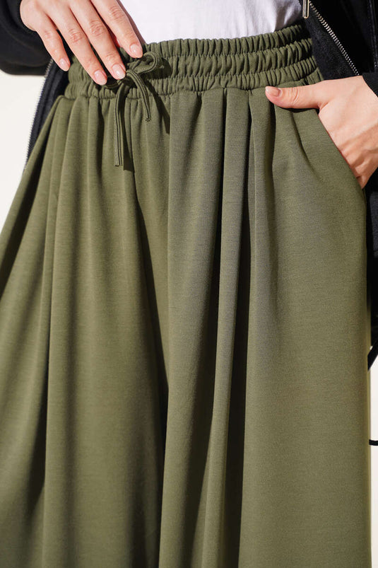 Haki Plissierte Lounge-Hose