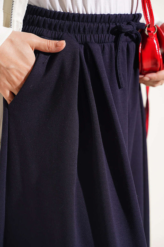 Pantalon En Dentelle Plissée Marine