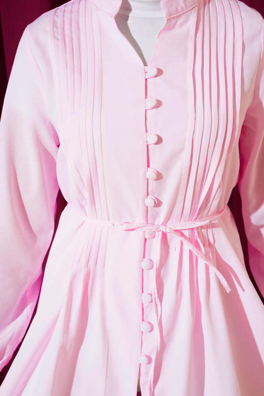 Pleated Front Sweater Shirt Dusty Pink