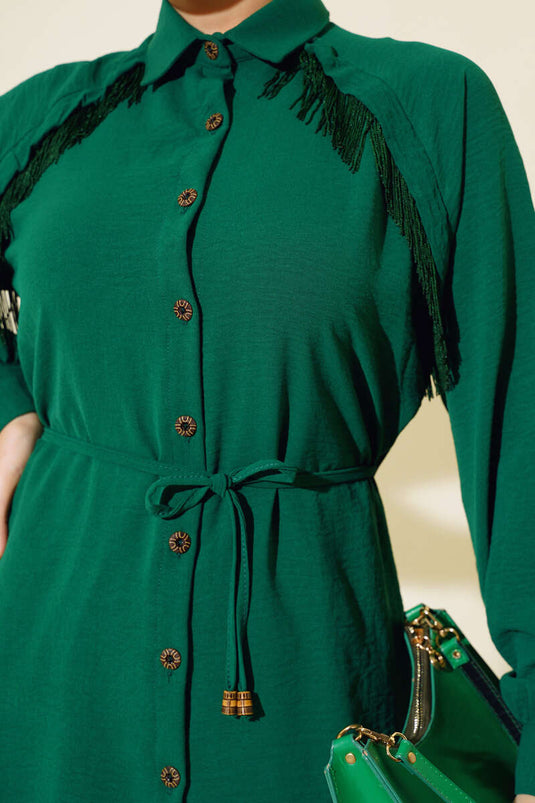 Önü Püskül Detaylı İkili Takım Zümrüt