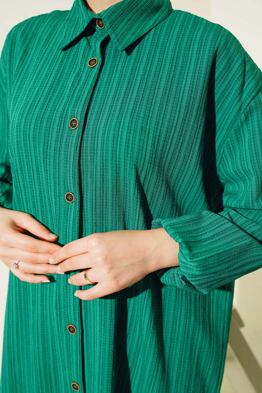 Önü Tahta Düğmeli Uzun Gömlek Benetton