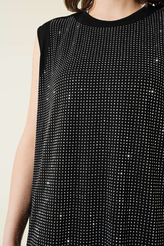 Önü Taş Süslemeli İçlik Siyah