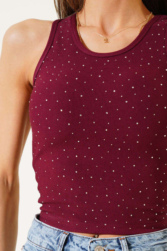 Courte chemise bordeaux à coutures en pierre