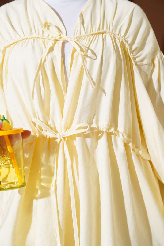 Yellow Lace-Up Two-Piece Suit