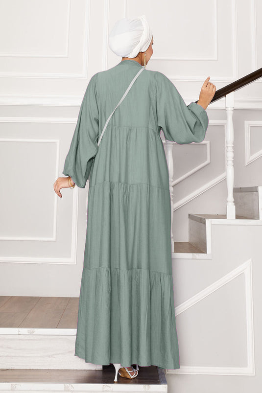 Vestido a capas medio abotonado Menta