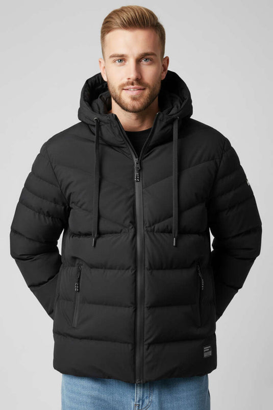 Oregom Giacca da Uomo con Cappuccio Nera