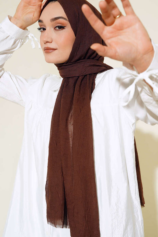 Organic Bamboo Crinkle Scarf Dark Brown -29