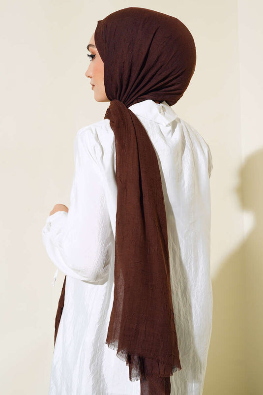 Organic Bamboo Crinkle Scarf Dark Brown -29