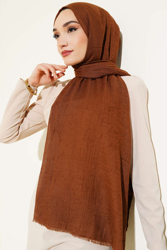 Châle en bambou bio froissé, marron clair