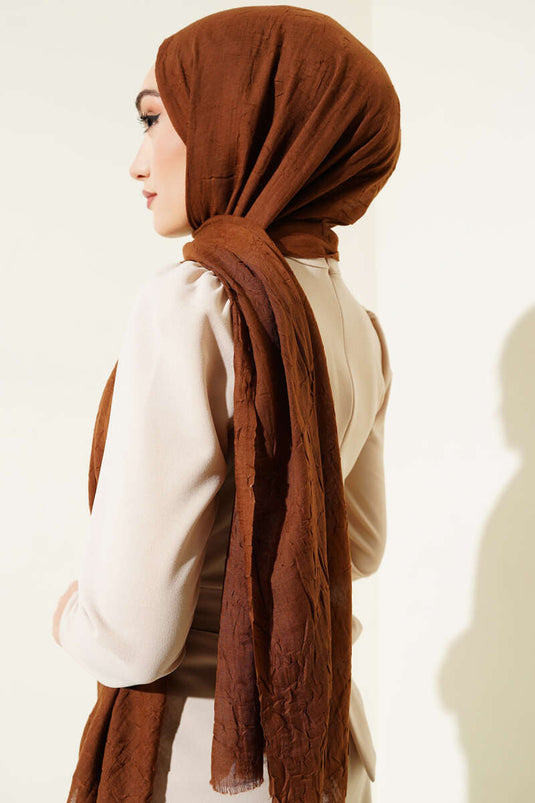 Châle en bambou bio froissé, marron clair