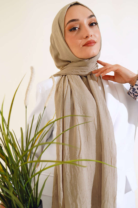 Organik Bambu Kraş Şal Açık Vizon