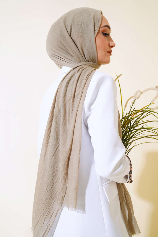 Organik Bambu Kraş Şal Açık Vizon