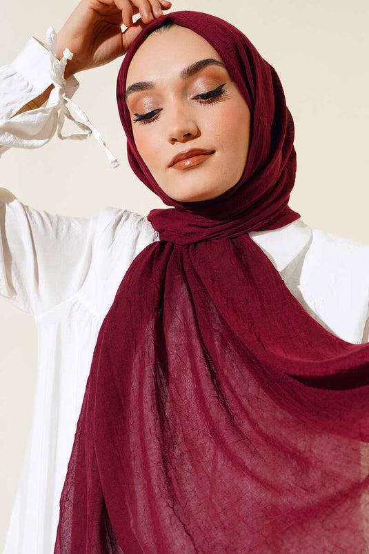 Organic Bamboo Crushed Scarf Burgundy -4