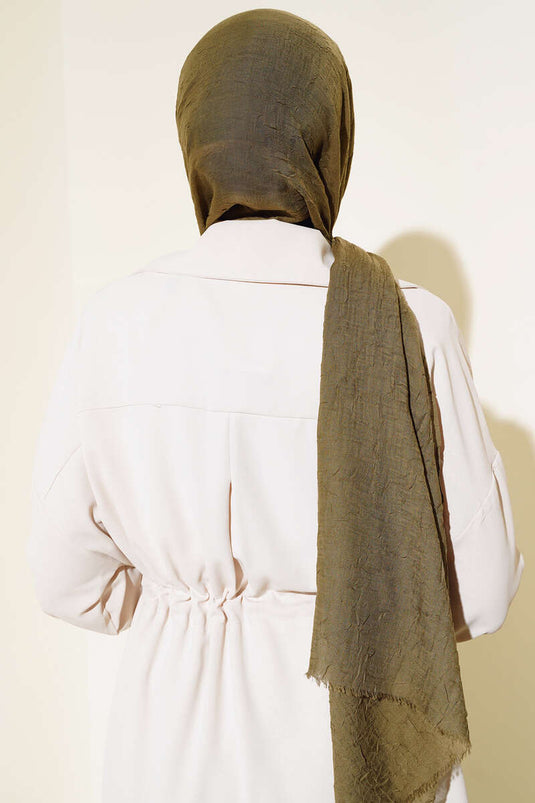 Organic Bamboo Crinkled Scarf Khaki