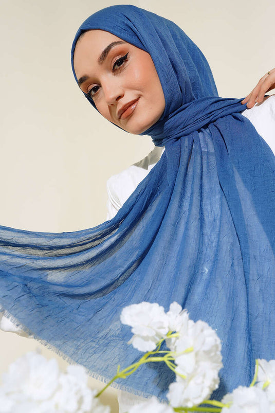 Organik Bambu Kraş Şal İndigo -8