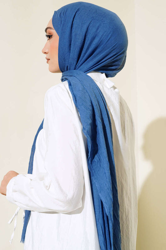 Organik Bambu Kraş Şal İndigo -8