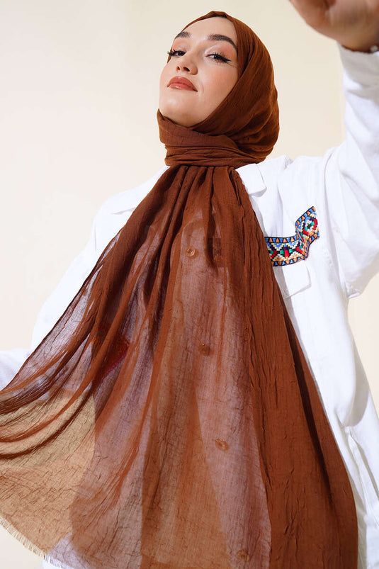 Organik Bambu Kraş Şal Kahve -11