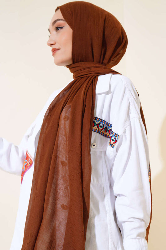 Organik Bambu Kraş Şal Kahve -11