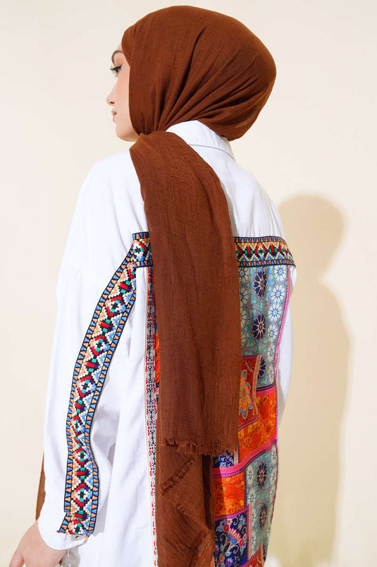 Organik Bambu Kraş Şal Kahve -11