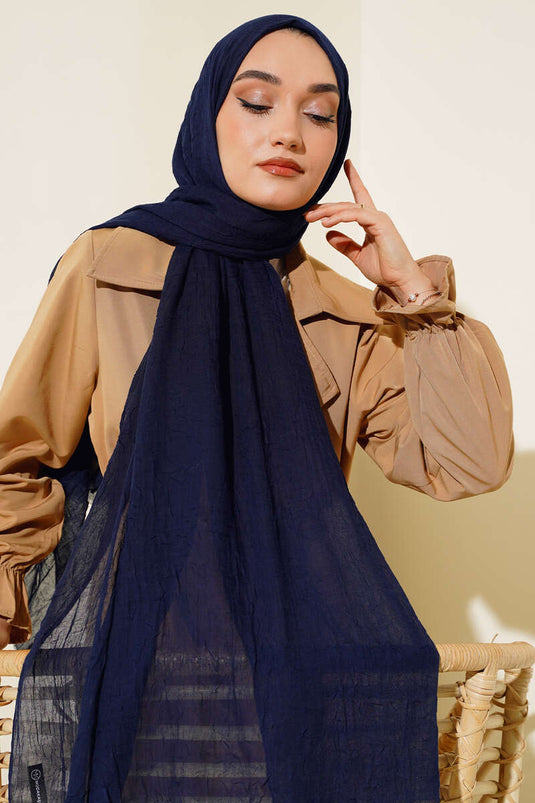 Organik Bambu Kraş Şal Lacivert -15