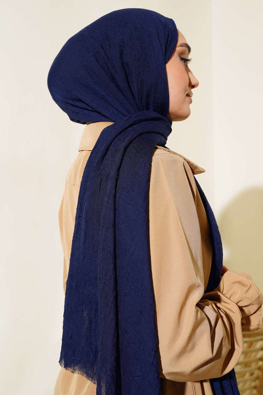 Organik Bambu Kraş Şal Lacivert -15
