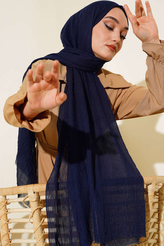 Organik Bambu Kraş Şal Lacivert