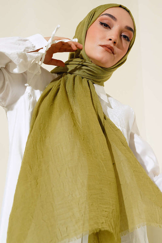 Organik Bambu Kraş Şal Zeytin Yeşili