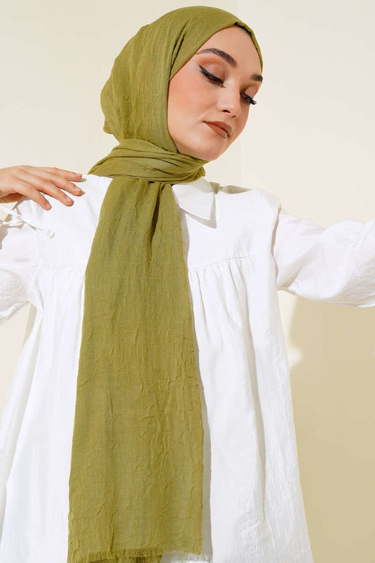 Organik Bambu Kraş Şal Zeytin Yeşili