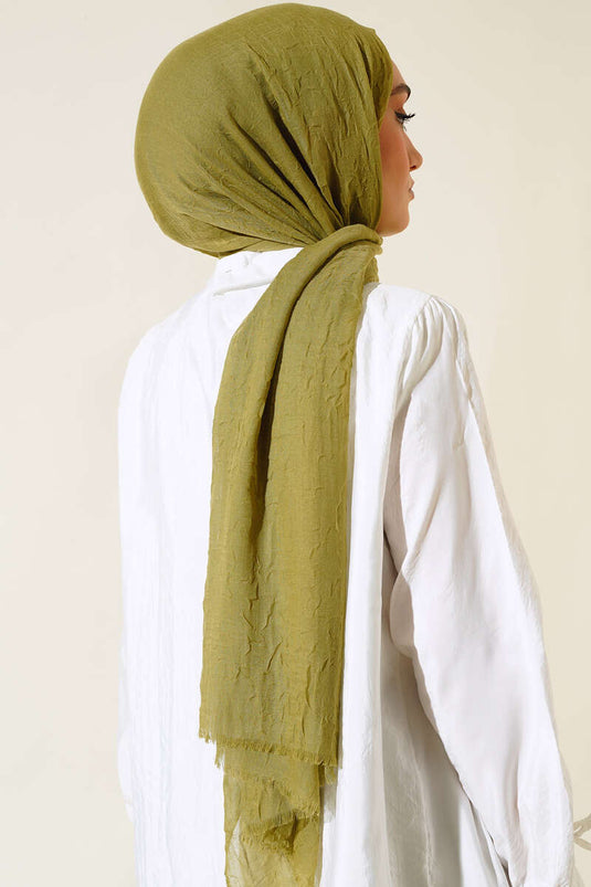 Organik Bambu Kraş Şal Zeytin Yeşili