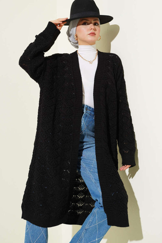 Cárdigan de punto con detalle de patrón tejido negro