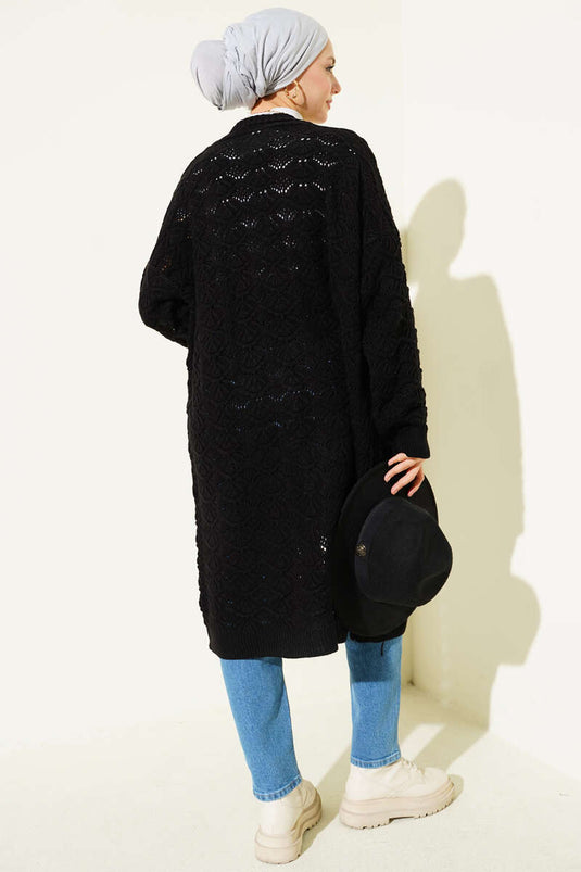 Cárdigan de punto con detalle de patrón tejido negro
