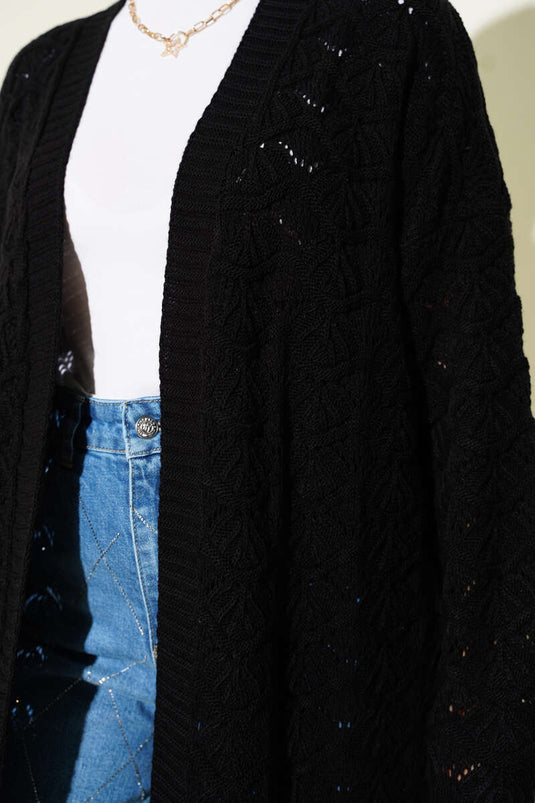 Cárdigan de punto con detalle de patrón tejido negro