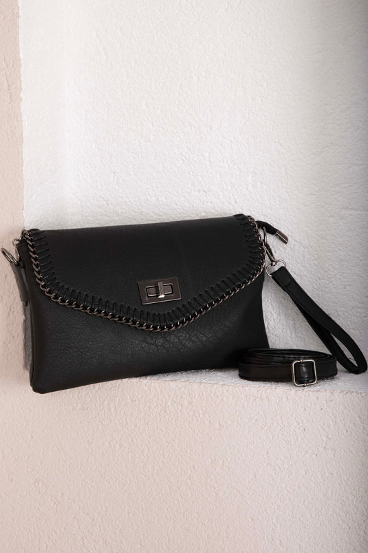 Gestrickte Hand- & Schultertasche Schwarz