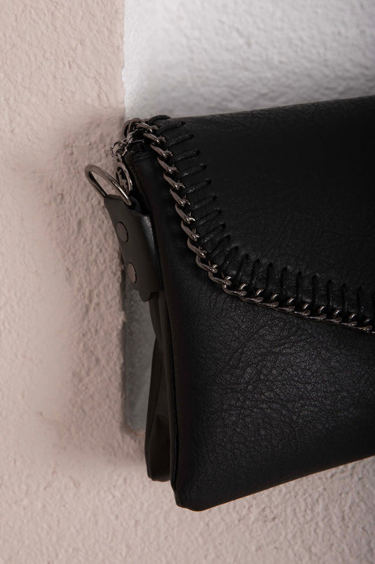 Gestrickte Hand- & Schultertasche Schwarz