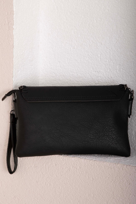 Gestrickte Hand- & Schultertasche Schwarz