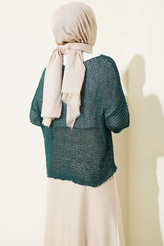 Pull en maille filet pétrole