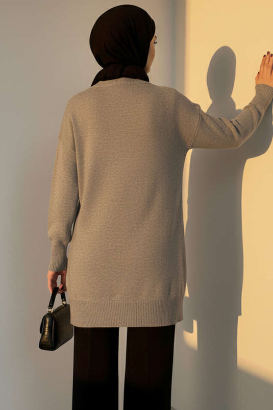 Tunique en tricot doux gaufré gris