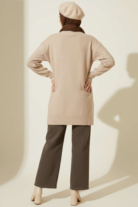 Tunique en tricot doux en relief Latte