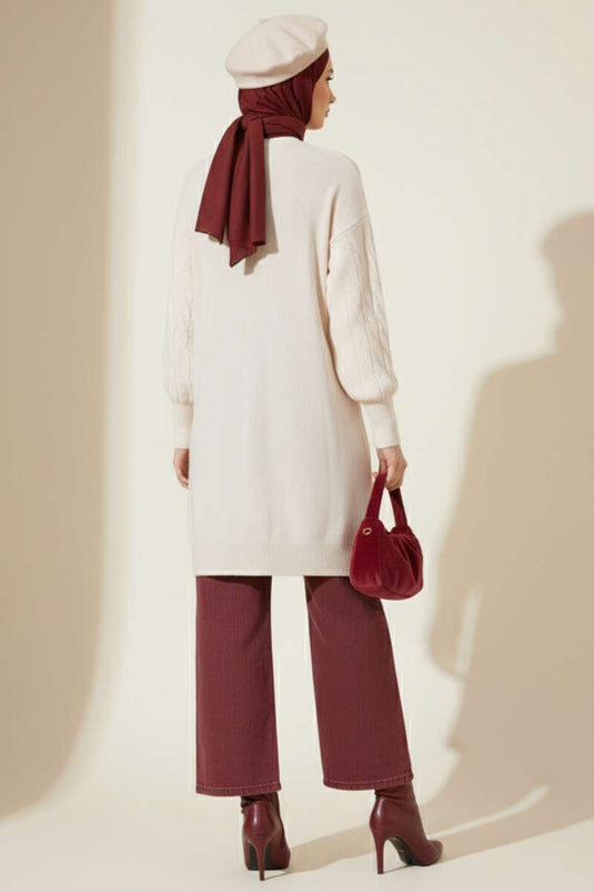 Tunique en maille douce gaufrée en maille pierre