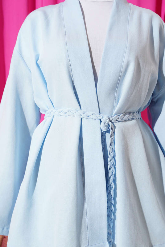 Baby Blue Kimono with Knitted Belt