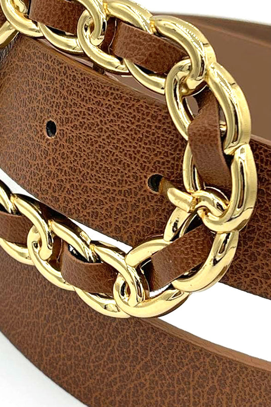 Modèle tricoté ceinture beige