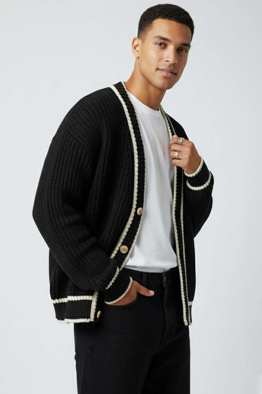 كارديجان أسود محبوك