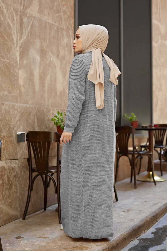 Örgülü Hırkalı Takım Gri