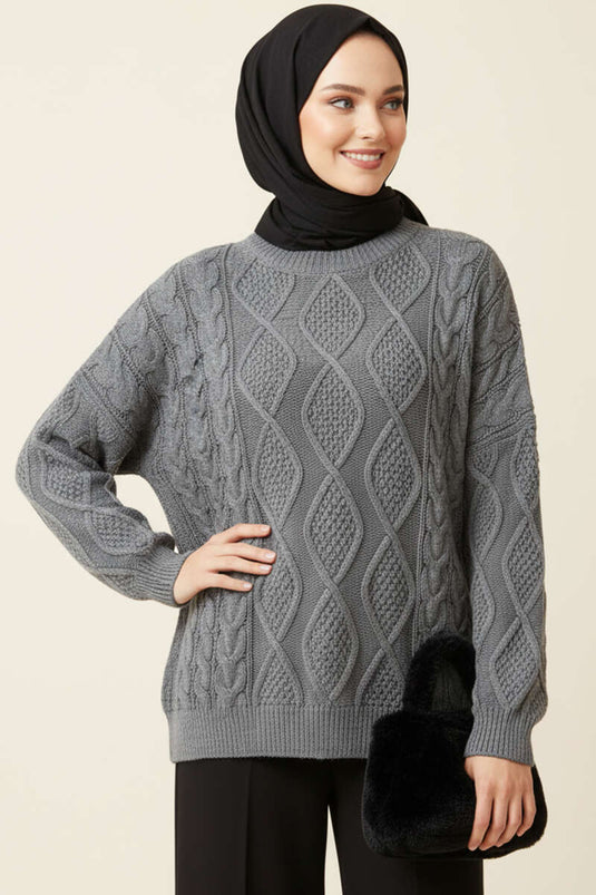 Pull en maille, gris fumé