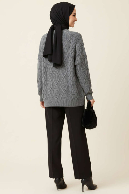 Pull en maille, gris fumé