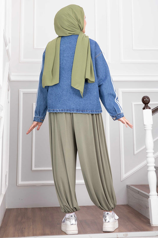 Vintage Jeansjacke Mit Knopfdetails Und Offenen Taschen Hellblau